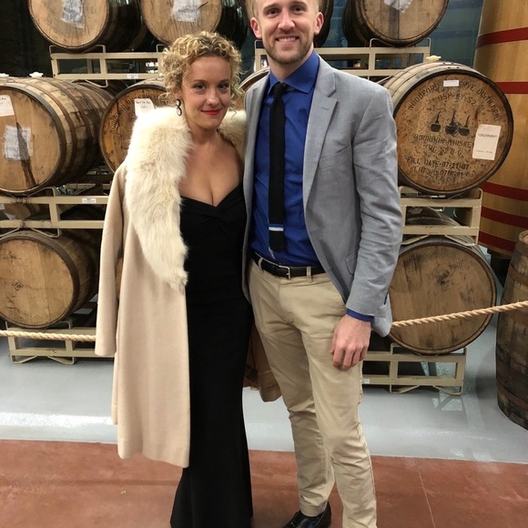 Vintage S/M full length fur coat wool fox collar camel blonde jacket winter real - Picture 2 of 13